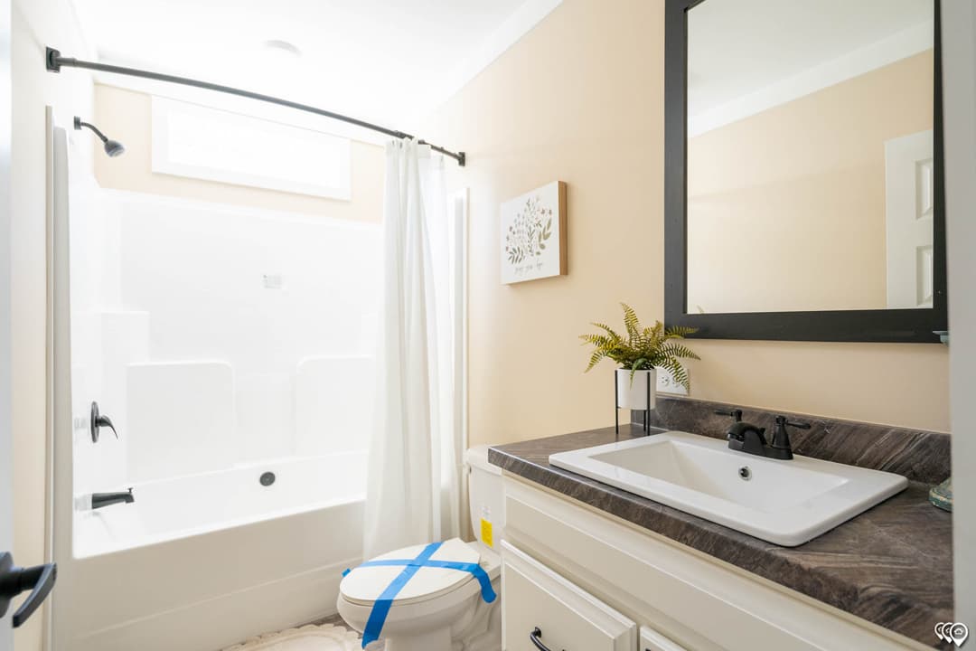 The barndominium 2 bathroom home features