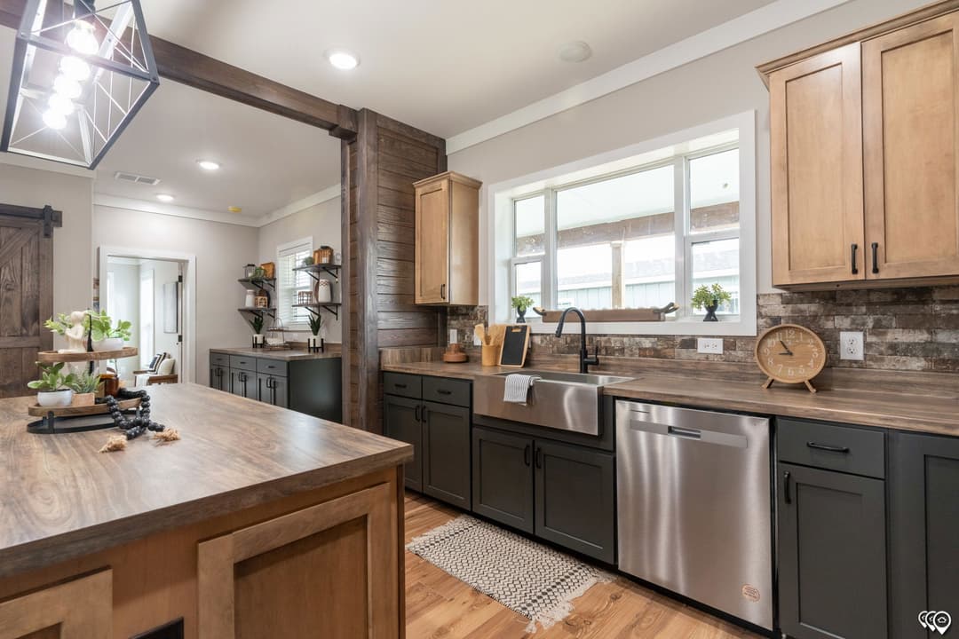 The barndominium kitchen home features