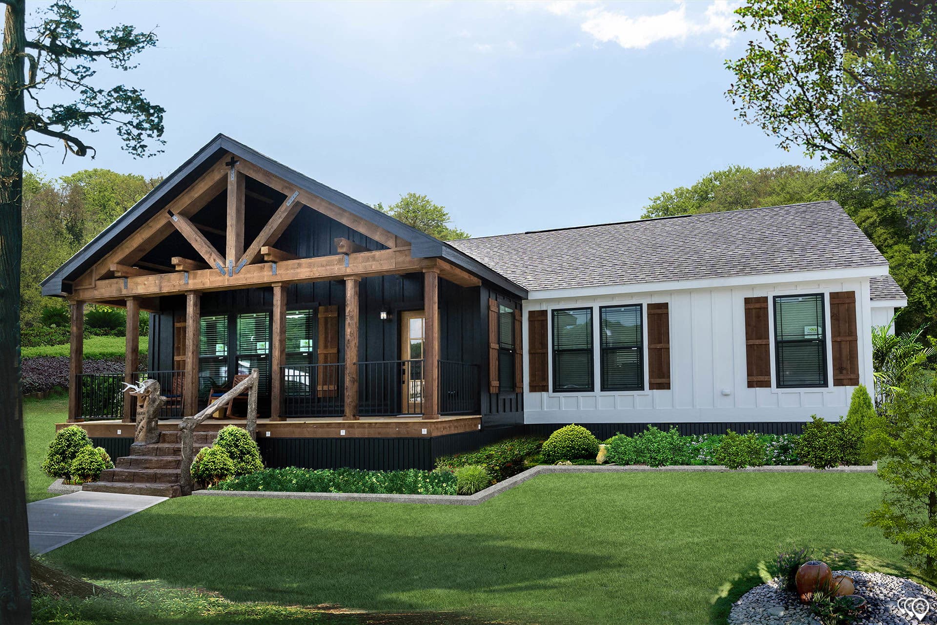 The woodside hero, elevation, and exterior home features