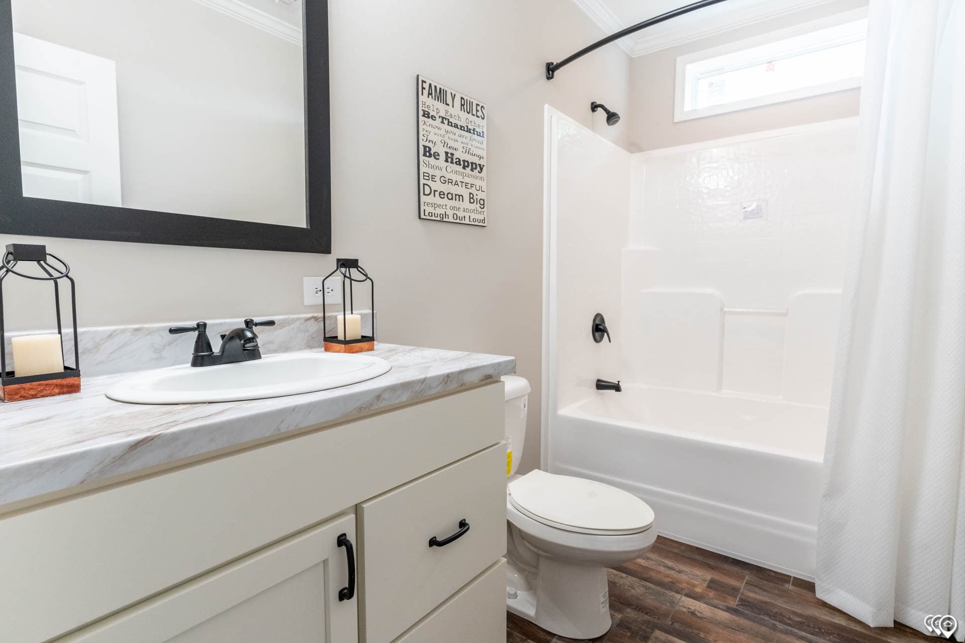 The woodside bathroom home features