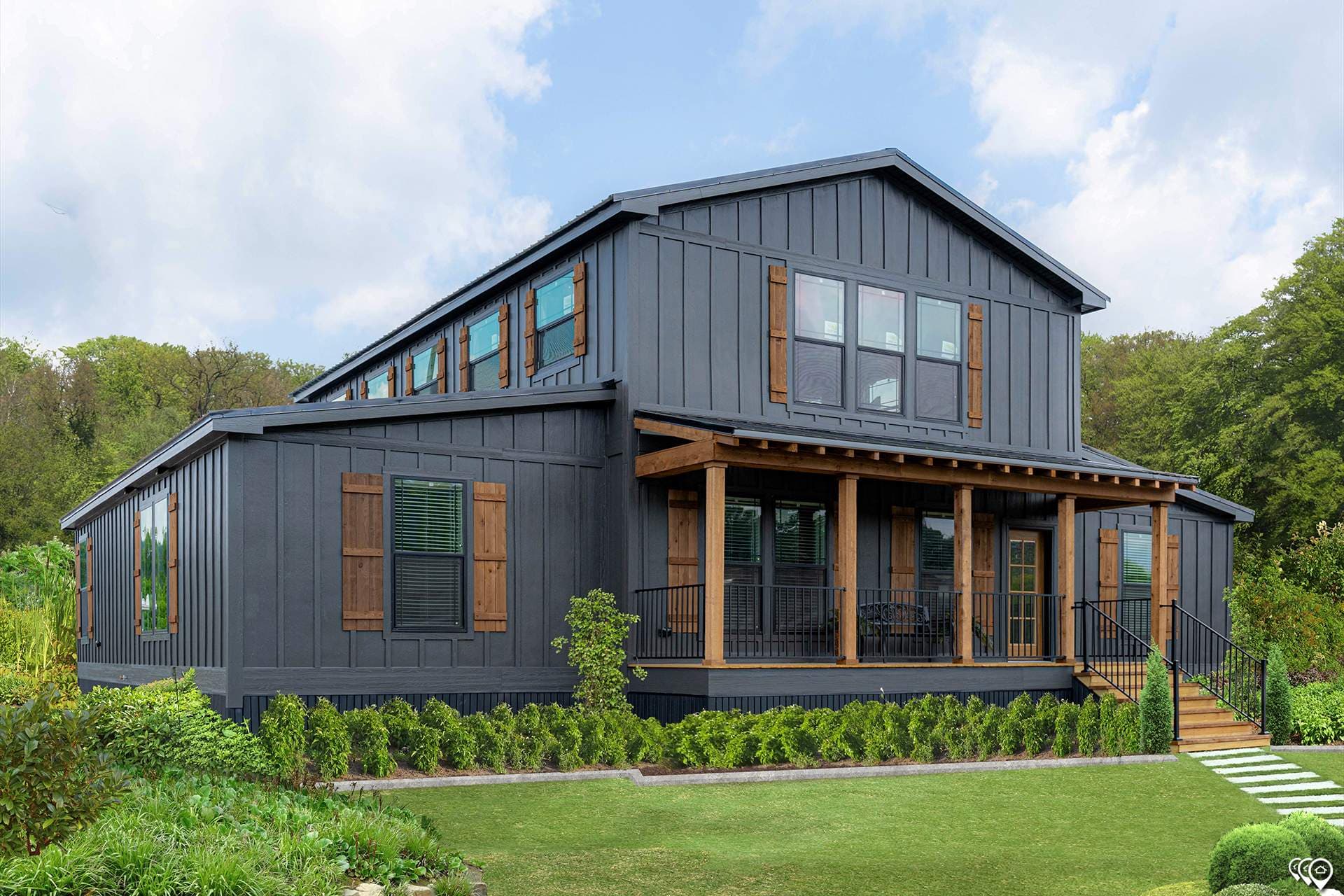 The barndominium elevation and exterior home features