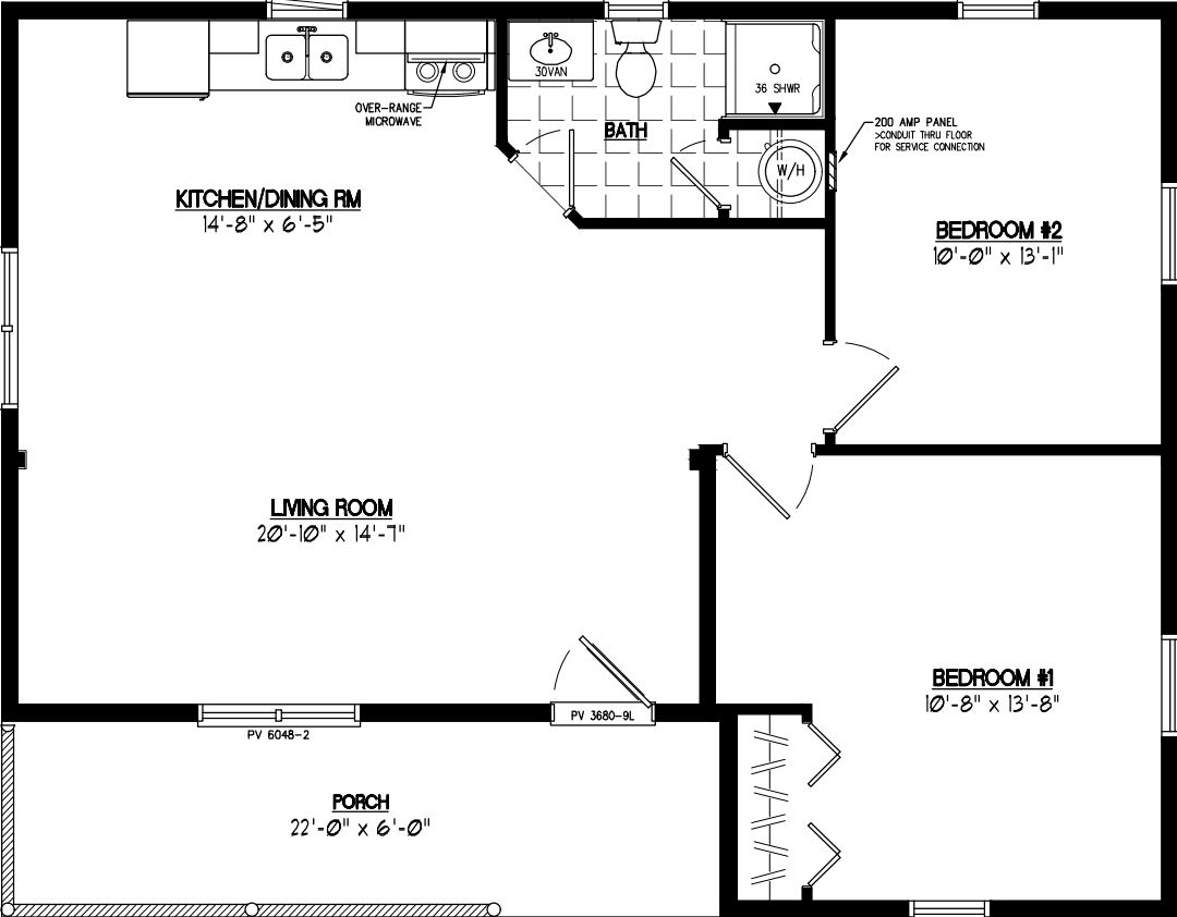 Frontier 2836 floor plan home features