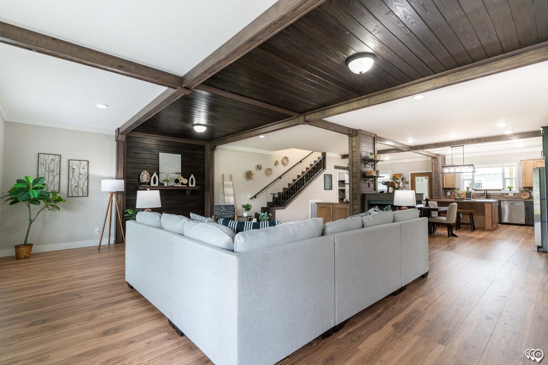 The barndominium interior home features