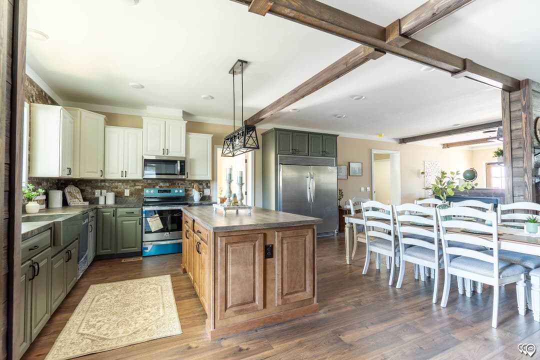 The barndominium 2 kitchen home features